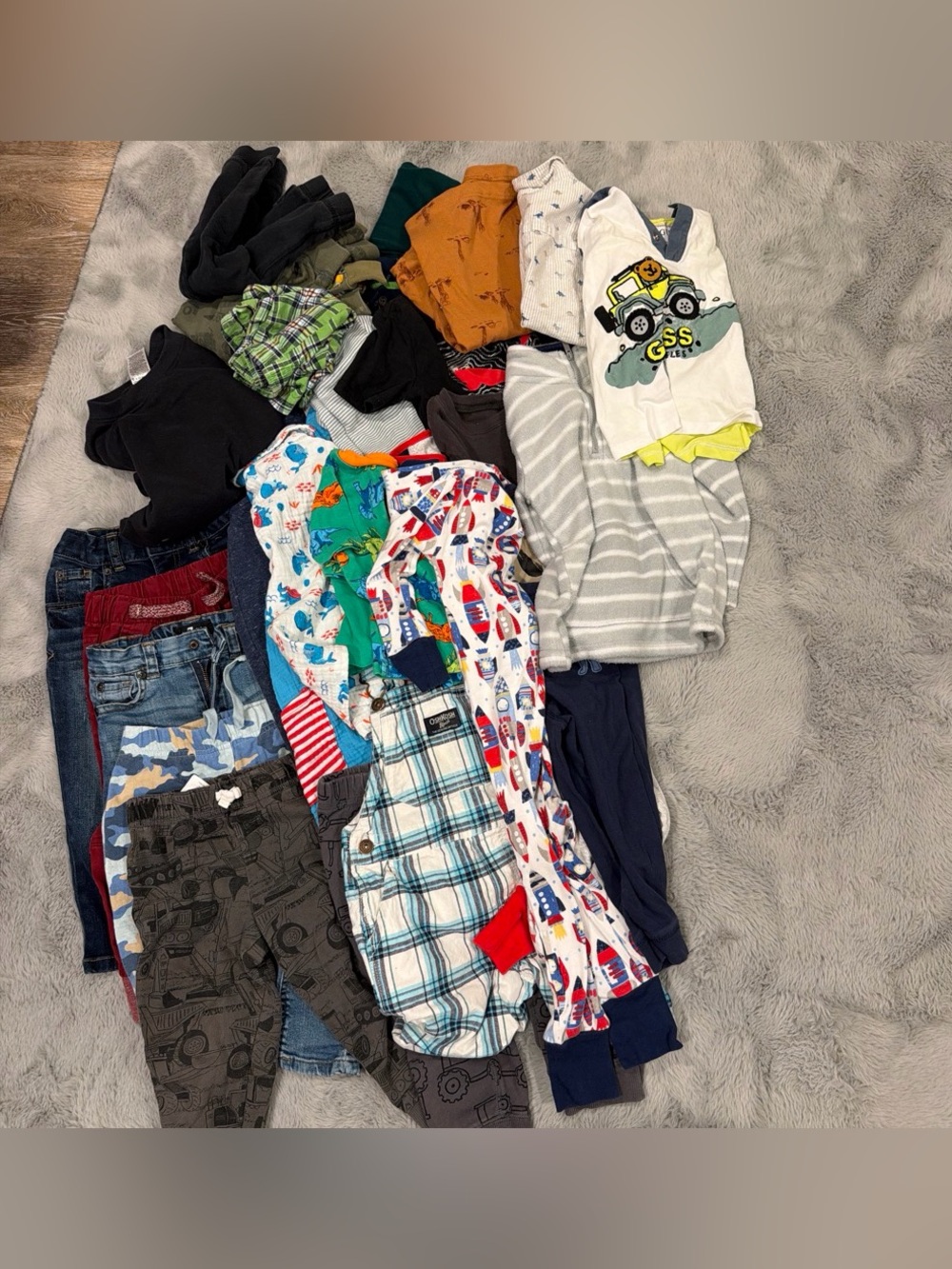 Kids Long Sleeve Pajama Top - Gray Stripes